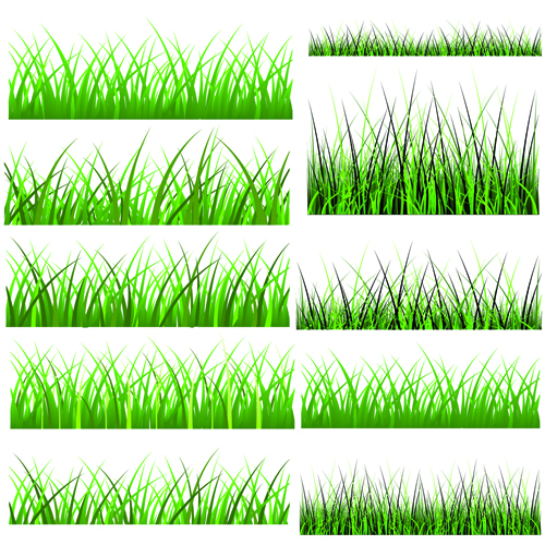 Vector Green Grass Elements set 05