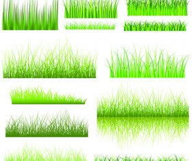 Vector Green Grass Elements set 06