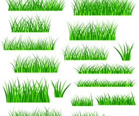 Vector Green Grass Elements set 09