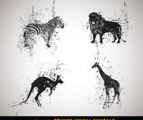Vector Grungy Animals Symbols set 01
