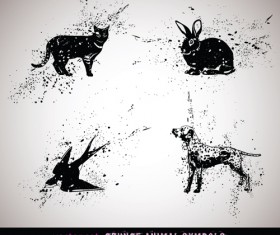 Vector Grungy Animals Symbols set 02
