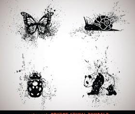 Vector Grungy Animals Symbols set 03