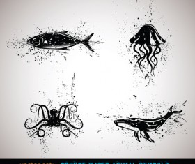 Vector Grungy Animals Symbols set 04