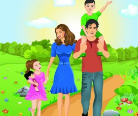 Vector Happy family together design elements 01