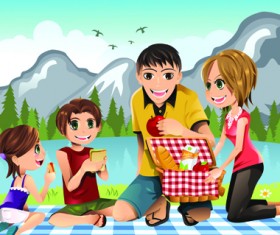 Vector Happy family together design elements 02