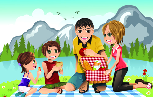 Vector Happy family together design elements 02