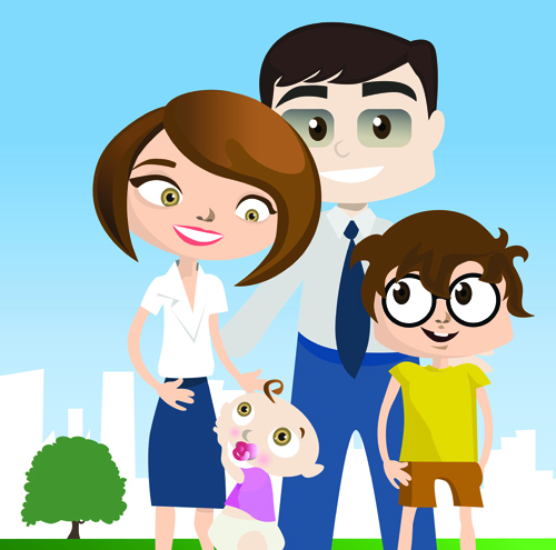 Vector Happy family together design elements 04