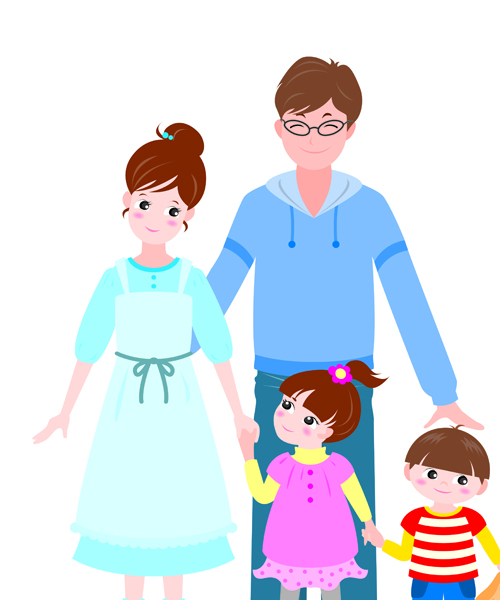 Vector Happy family together design elements 05 free download