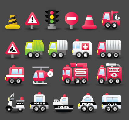 Set of Icons transportation vector 03