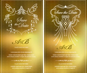 Invitation gold card design vector graphics 01