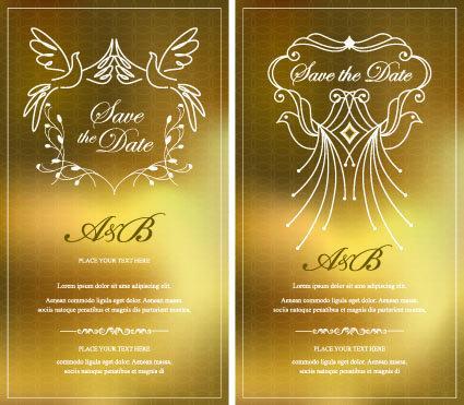 Invitation gold card design vector graphics 01