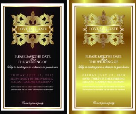 Invitation gold card design vector graphics 02