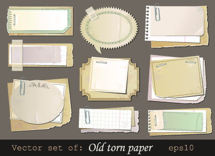 Vector set of Isolated tattered notebook paper 01