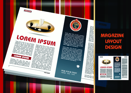Magazine pages and cover layout design vector 01