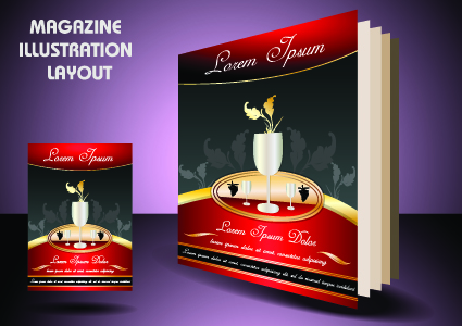 Magazine pages and cover layout design vector 04