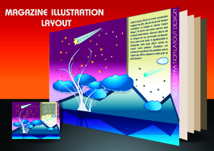 Magazine pages and cover layout design vector 07