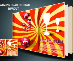 Magazine pages and cover layout design vector 09