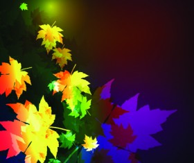 Neon lights with maple leaves design vector 01