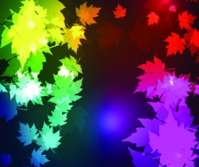 Neon lights with maple leaves design vector 02