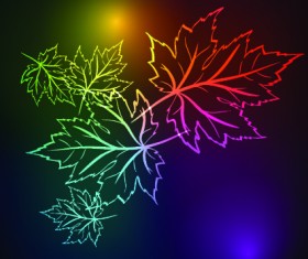 Neon lights with maple leaves design vector 03
