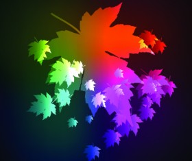 Neon lights with maple leaves design vector 05