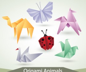 Various Origami animals design vector material 04