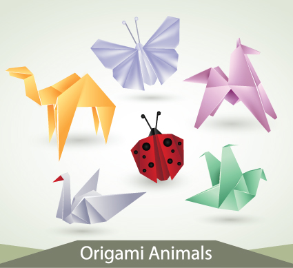 Various Origami animals design vector material 04