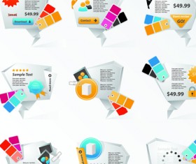 Origami website dialog box elements vector 02