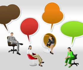 People with speech bubbles design elements 03