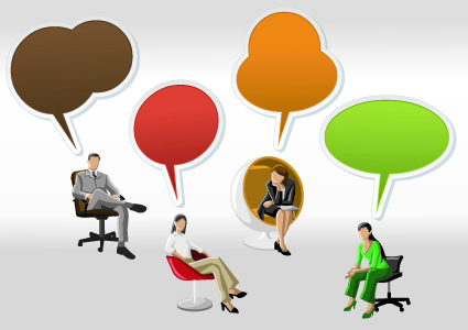People with speech bubbles design elements 03