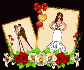 Romantic Postcard wedding vector art 05