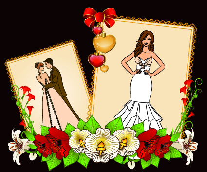 Romantic Postcard wedding vector art 05