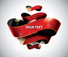 Red ribbon vector background 01