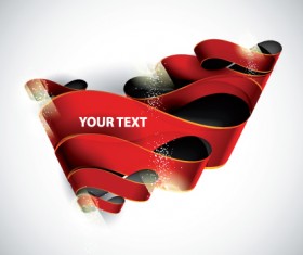 Red ribbon vector background 02
