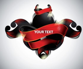 Red ribbon vector background 03