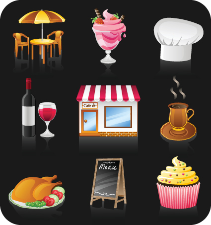 Restaurant Elements vector icons