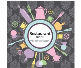 Retro Restaurant Menu cover design art vector 01