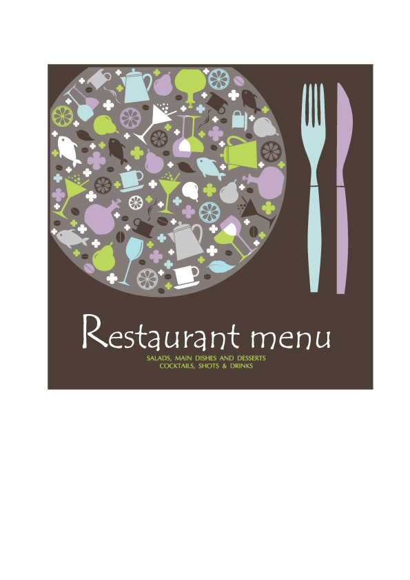 Retro Restaurant Menu cover design art vector 02