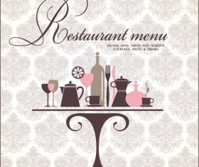 Retro Restaurant Menu cover design art vector 04