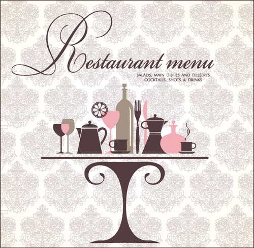 Retro Restaurant Menu cover design art vector 04