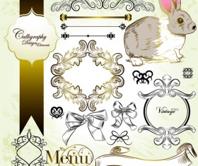 Antique decor design elements vector 01