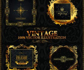 Vintage frames with ornaments design elements vector 02