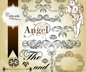 Antique decor design elements vector 02
