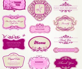 Retro style frames with ornament vector 02