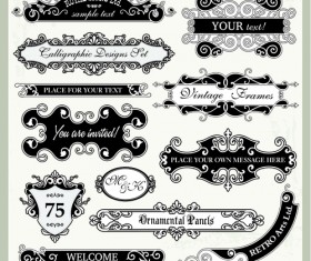 Vintage frames with ornaments design elements vector 05