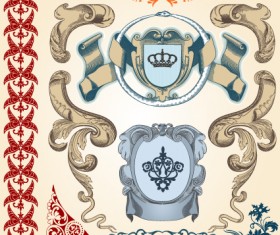 Retro ornaments and Frames vector art set 01