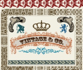 Retro ornaments and Frames vector art set 03