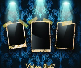 Retro photoframes with Spotlights vector 02
