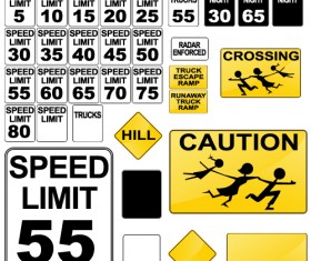 Different Road signs design vector 01