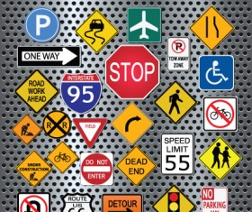Different Road signs design vector 02